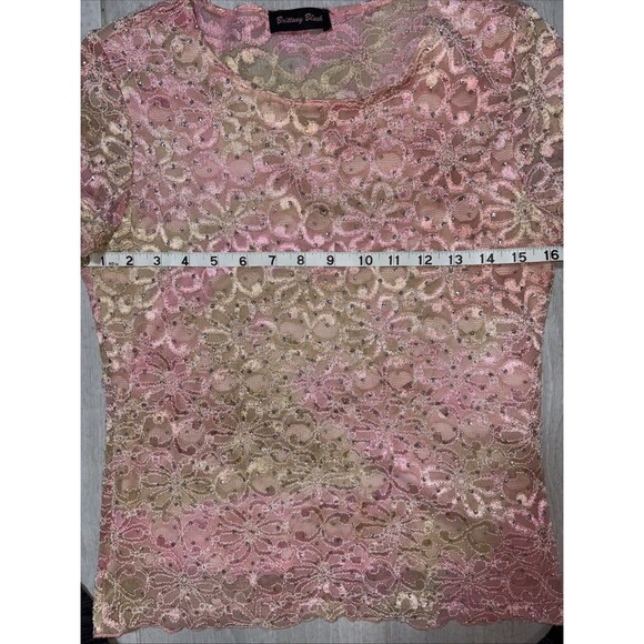 Y2K SoftGirl Fairycore Sheer Lace Glitter top size medium - Picture 7 of 8